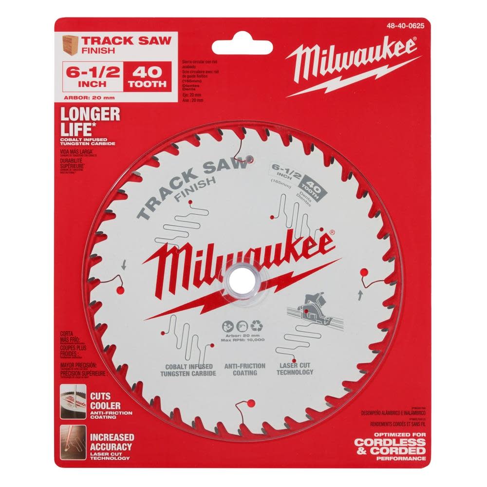 Milwaukee 6 1/2 40T Finish Track Saw Blade - Ascmtools