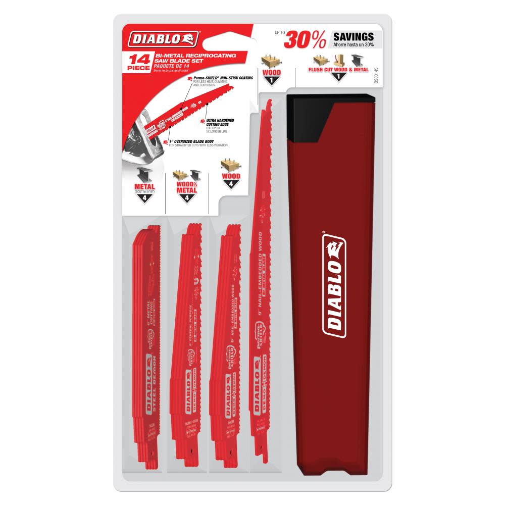 Diablo Tools 14 pc Nail-Embedded Wood and Metal Demolition Recip Set - Ascmtools