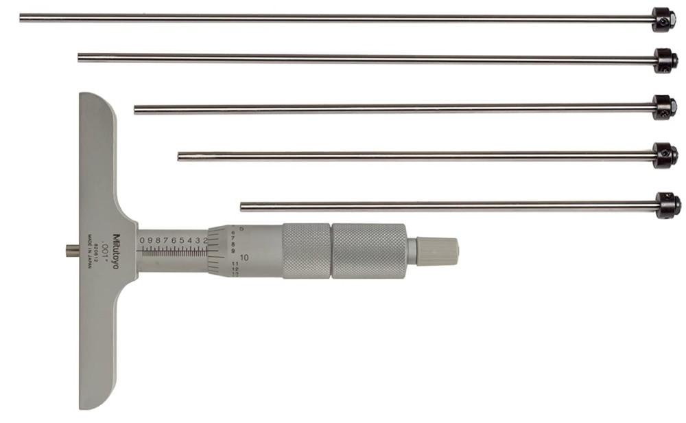 Mitutoyo Depth Micrometer Series 129 with Interchangeable Rod 0-6″ - Ascmtools