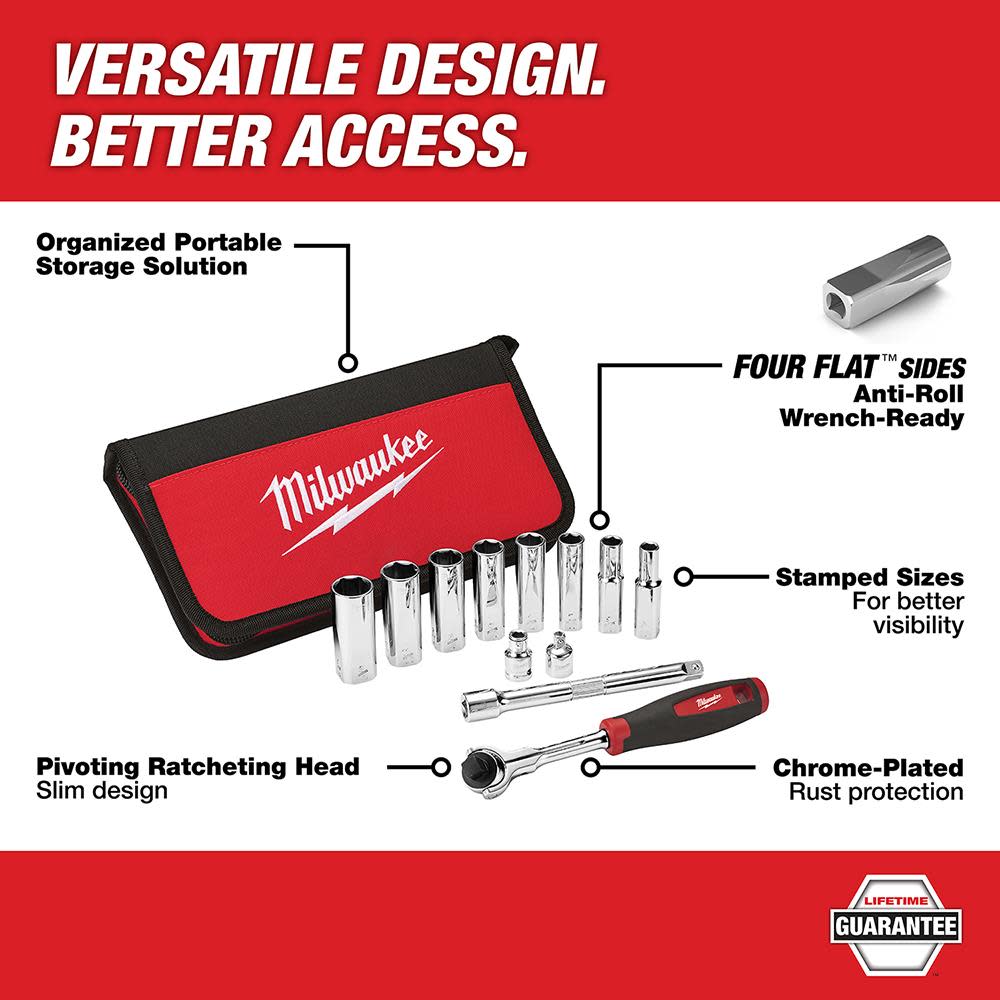 Milwaukee 12-Piece 3/8 in. Drive Metric Socket Set - Ascmtools