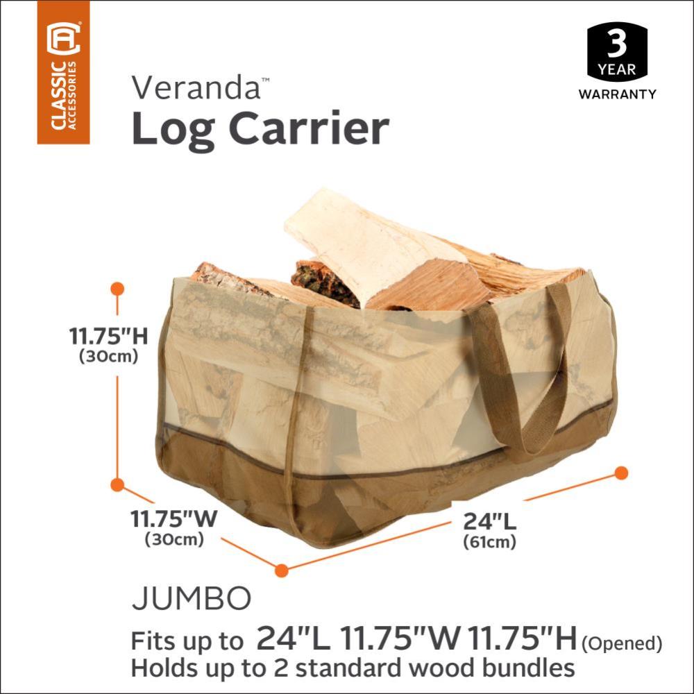 Classic Accessories 24.5-in L x 11.75-in W x 11.75-in H Polyester Firewood Cover - Ascmtools