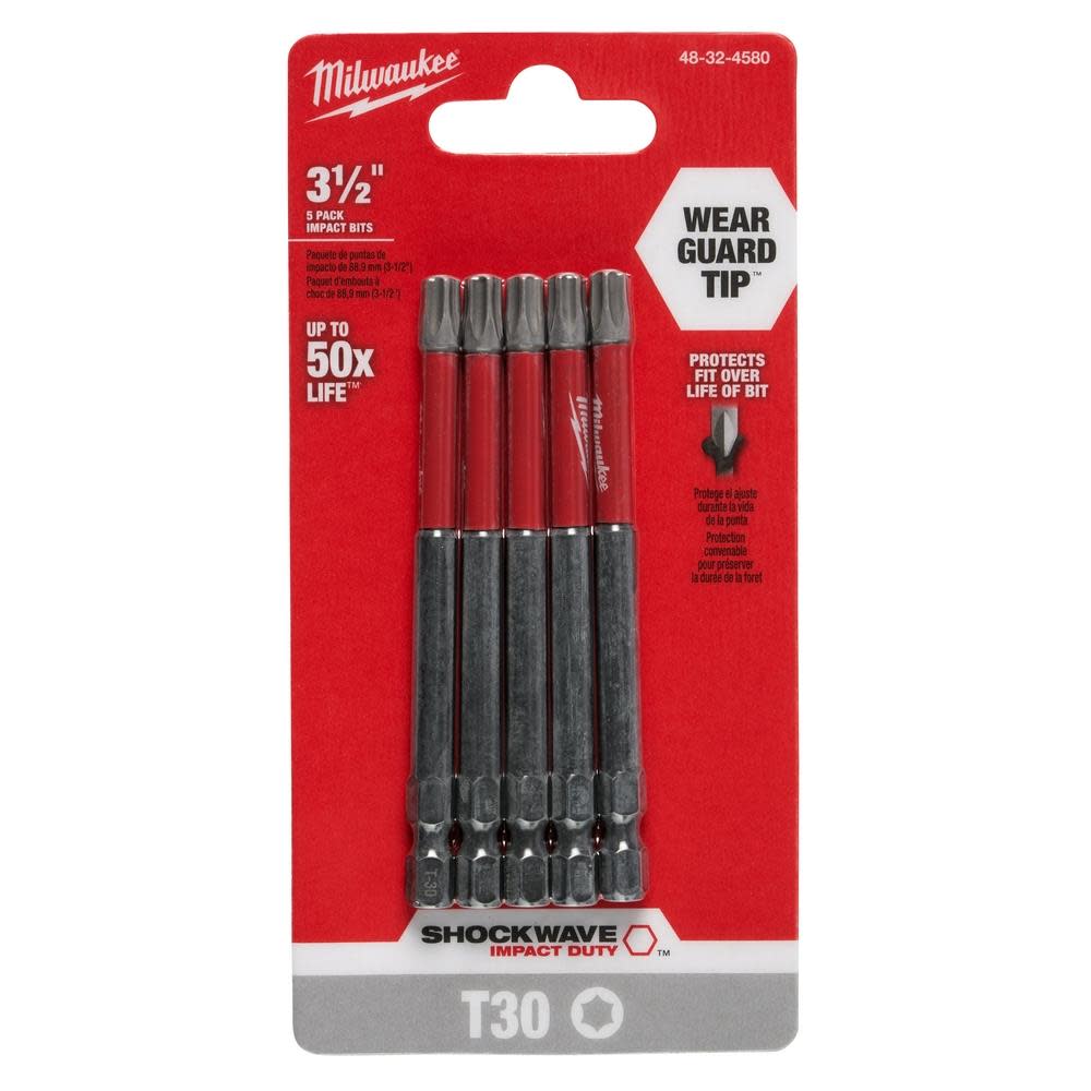 Milwaukee SHOCKWAVE 3.5 in. T30 Impact Driver Bits 5PK - Ascmtools