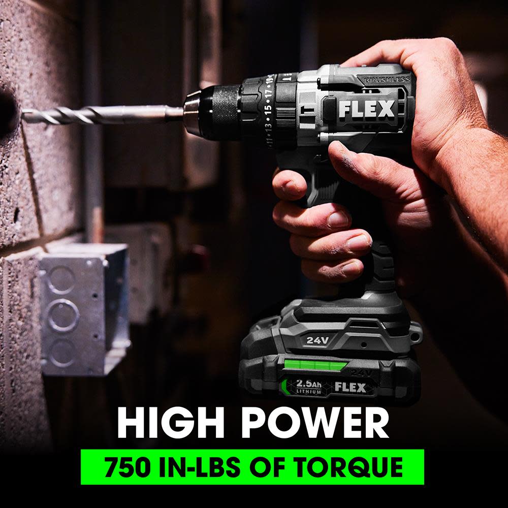 FLEX 24V 1/2-In. 2-Speed Hammer Drill Kit - Ascmtools