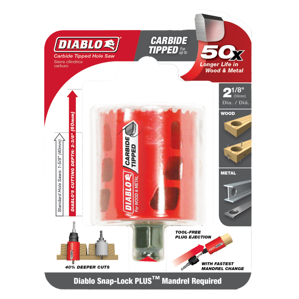 Diablo Tools 2-1/8″ (54mm) Carbide-Tip Wood & Metal Holesaw - Ascmtools