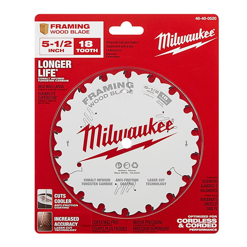 Milwaukee 5-1/2 in. 18T Framing Circular Saw Blade - Ascmtools