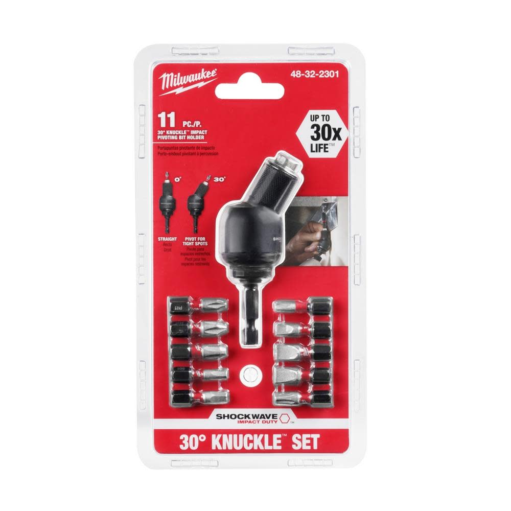 Milwaukee SHOCKWAVE 11-Piece 30 Knuckle Bit Holder - Ascmtools