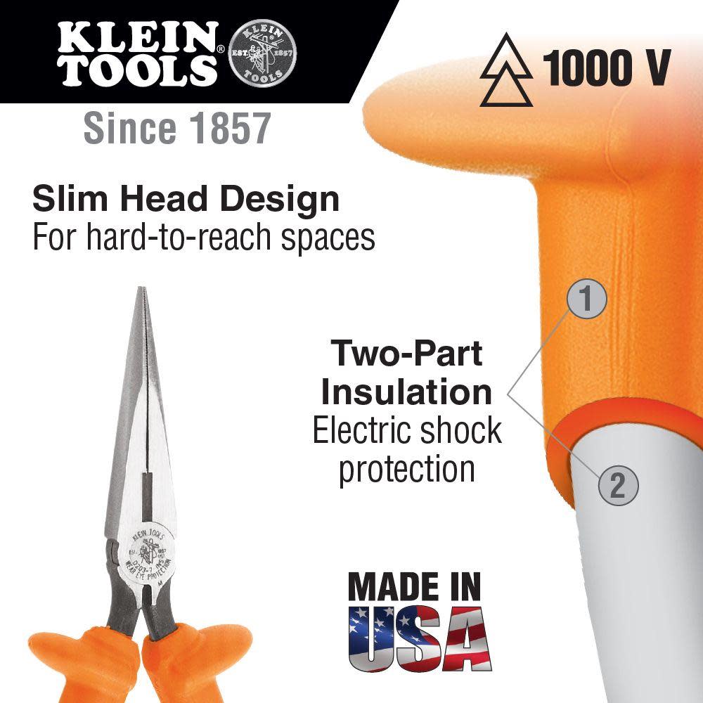 Klein Tools Long Nose Pliers Insul Cut 6″ L - Ascmtools