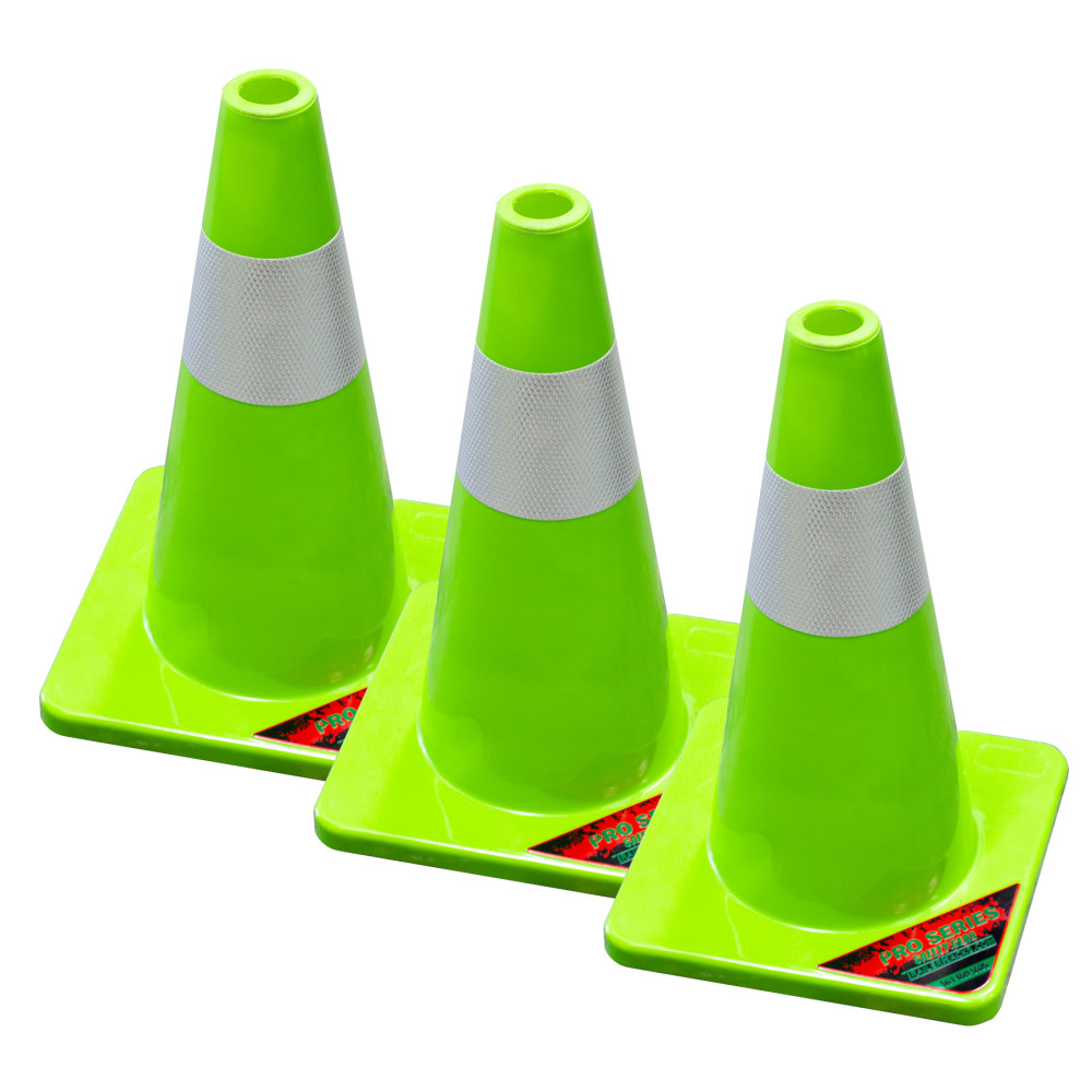 Green Touch Pro Series 18″ Safety Cone Neon Green 3pk - Ascmtools