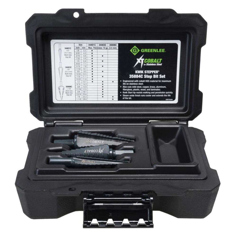 Greenlee XT Cobalt Step Drill Bit Kit #1 #3 & #8 - Ascmtools