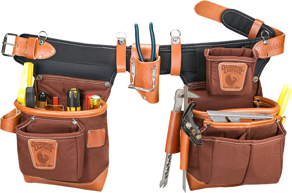 Occidental Leather Adjust-to-Fit Fat Lip Tool Bag Set – Color: Cafe - Ascmtools