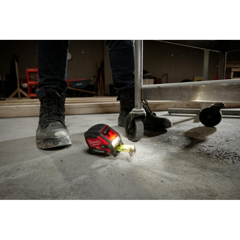 Milwaukee 25ft Wide Blade Magnetic Tape Measure with 100L Light - Ascmtools