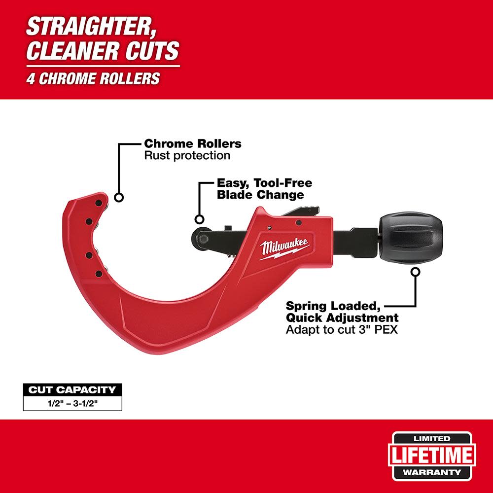 Milwaukee 3-1/2 in. Quick Adjust Copper Tubing Cutter - Ascmtools