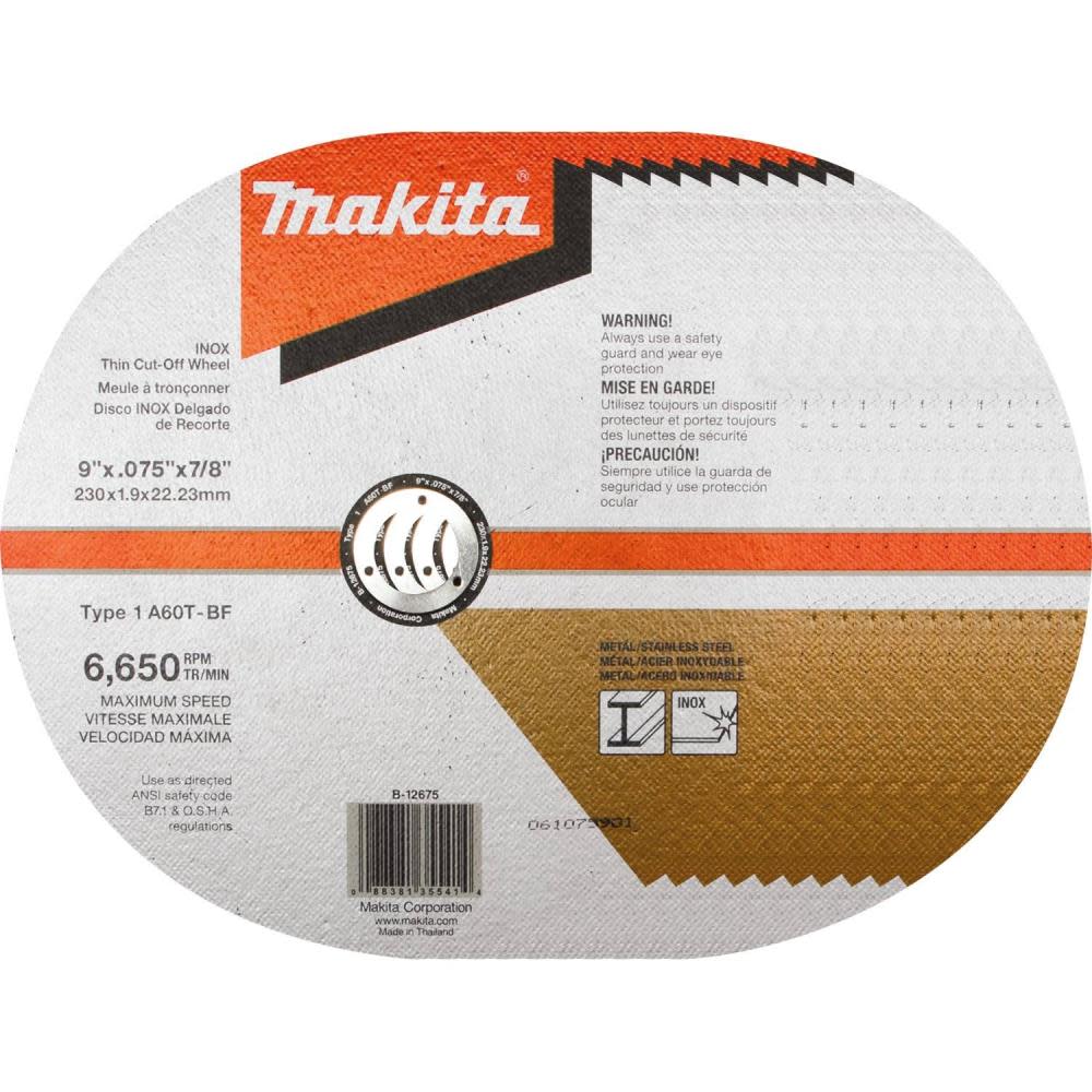 Makita 9″ x .075″ x 7/8″ INOX Thin Cut-Off Wheel 60 Grit 10/pk - Ascmtools