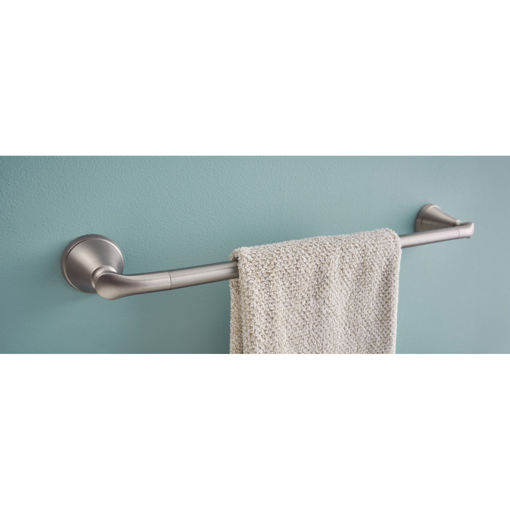 Moen Tiffin Brushed Nickel 24″ Towel Bar with Press & Mark Stamp - Ascmtools