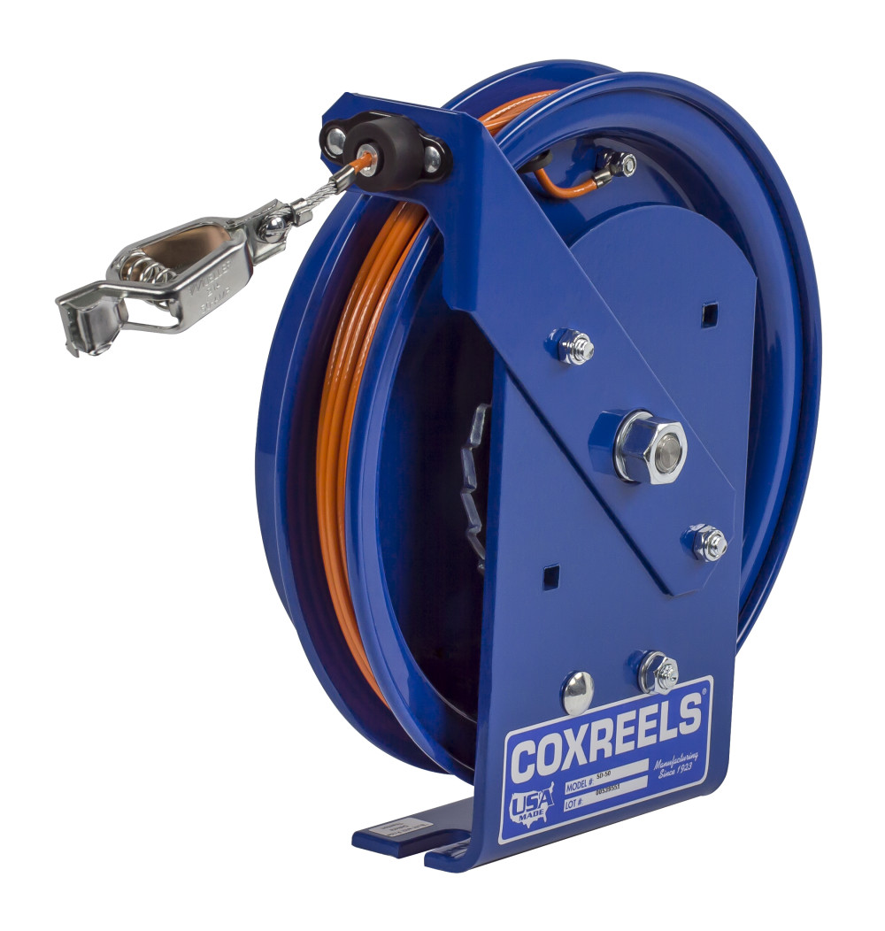 Coxreels Spring Rewind Static Discharge Cable Reel 75′ Cable - Ascmtools