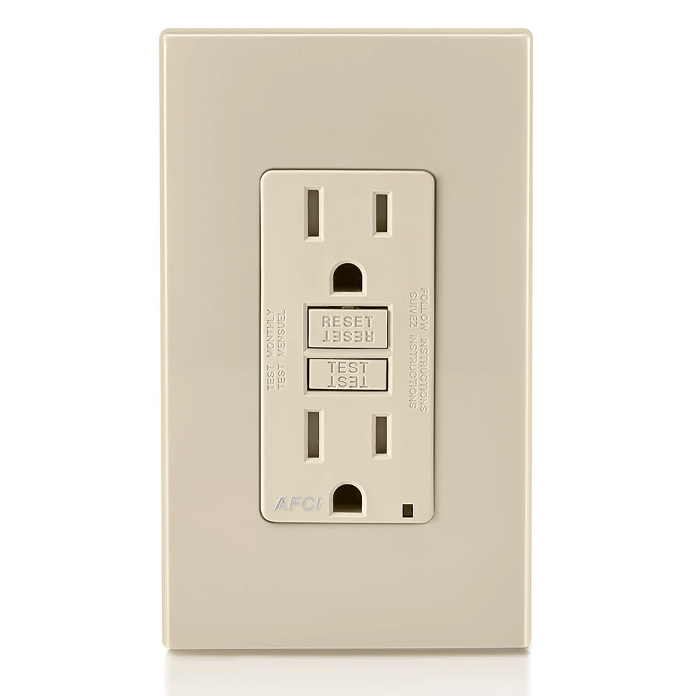 Leviton SmartlockPro AFCI Outlet 15A 120V Light Almond NEMA 5-15R - Ascmtools