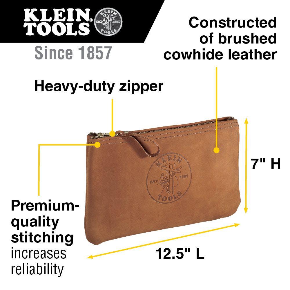 Klein Tools Top-Grain Leather Zipper Bag - Ascmtools
