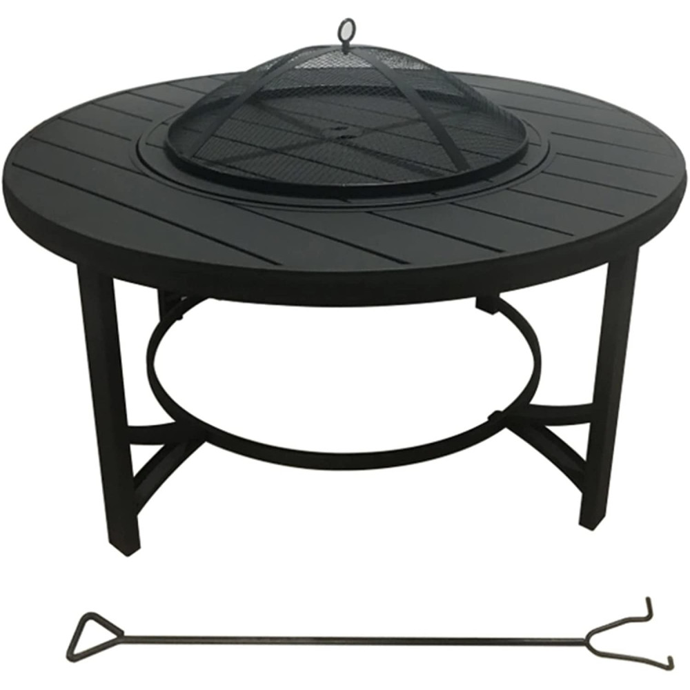Living Accents Wood Fire Table 36″ Black Steel Round - Ascmtools