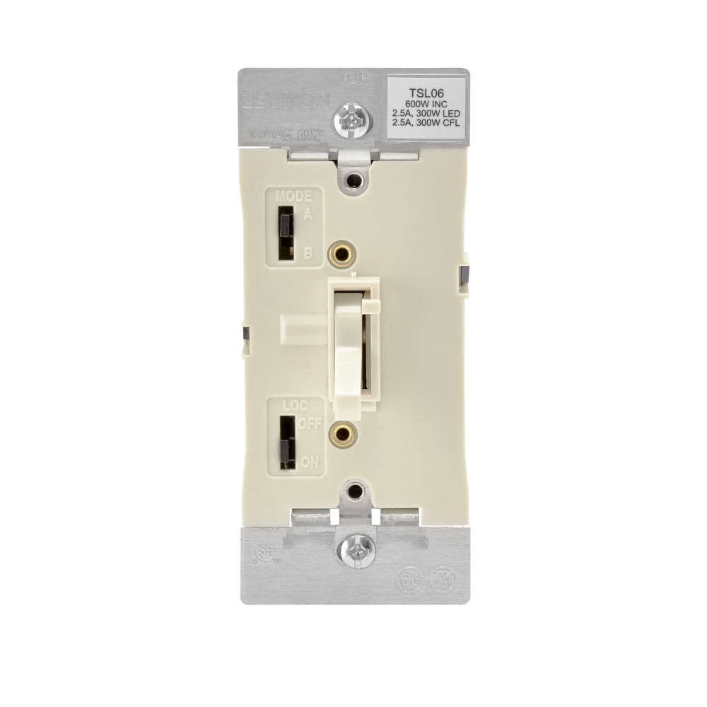 Leviton 600W Light Almond Toggle Slide Universal Dimmer Switch - Ascmtools
