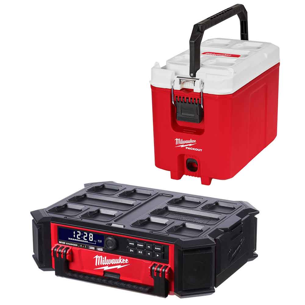 Milwaukee M18 PACKOUT Radio + Charger & 16Qt PACKOUT Cooler Bundle - Ascmtools