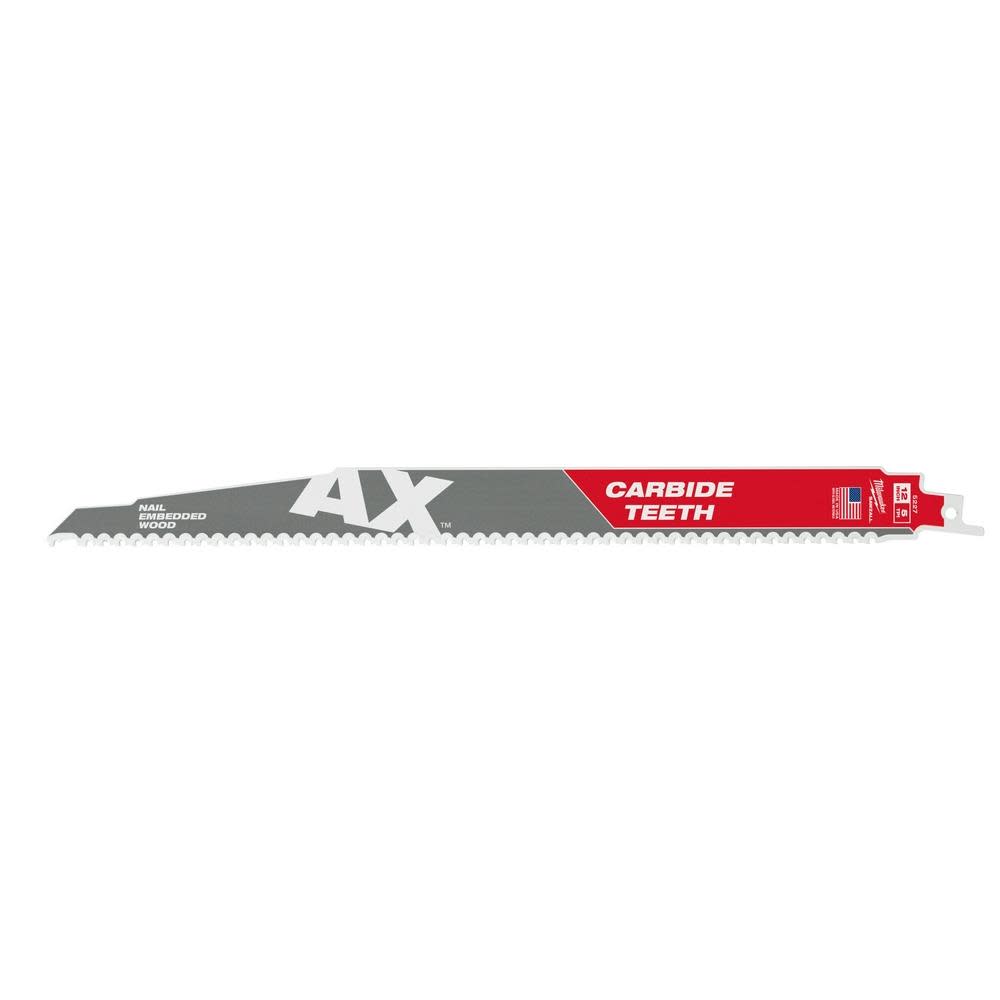 Milwaukee 12 in. 5 TPI The Ax Carbide Teeth SAWZALL Blades 5PK - Ascmtools