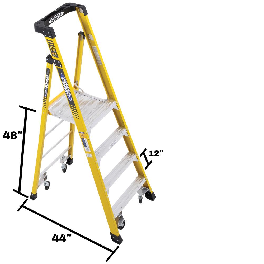 Werner Podium 4-ft Fiberglass 375-lb Type IAA Platform Ladder - Ascmtools