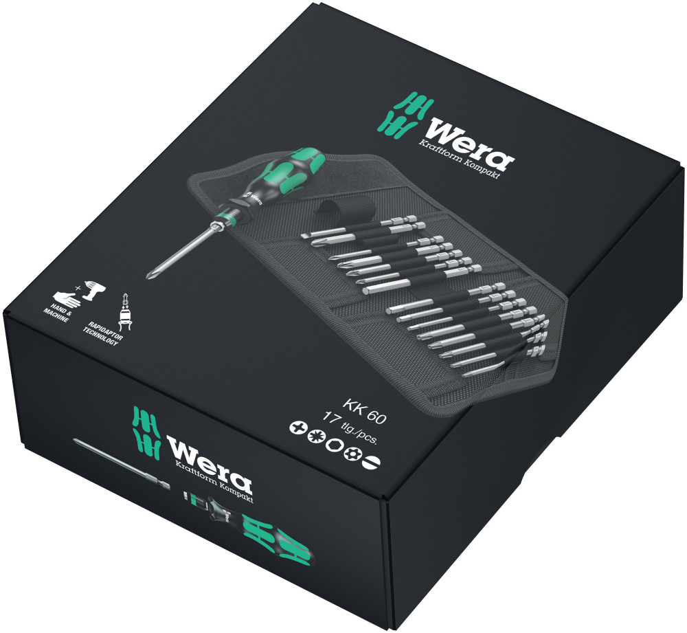 Wera Tools Kraftform Kompakt 60 Screwdriver with Bits 17pc - Ascmtools