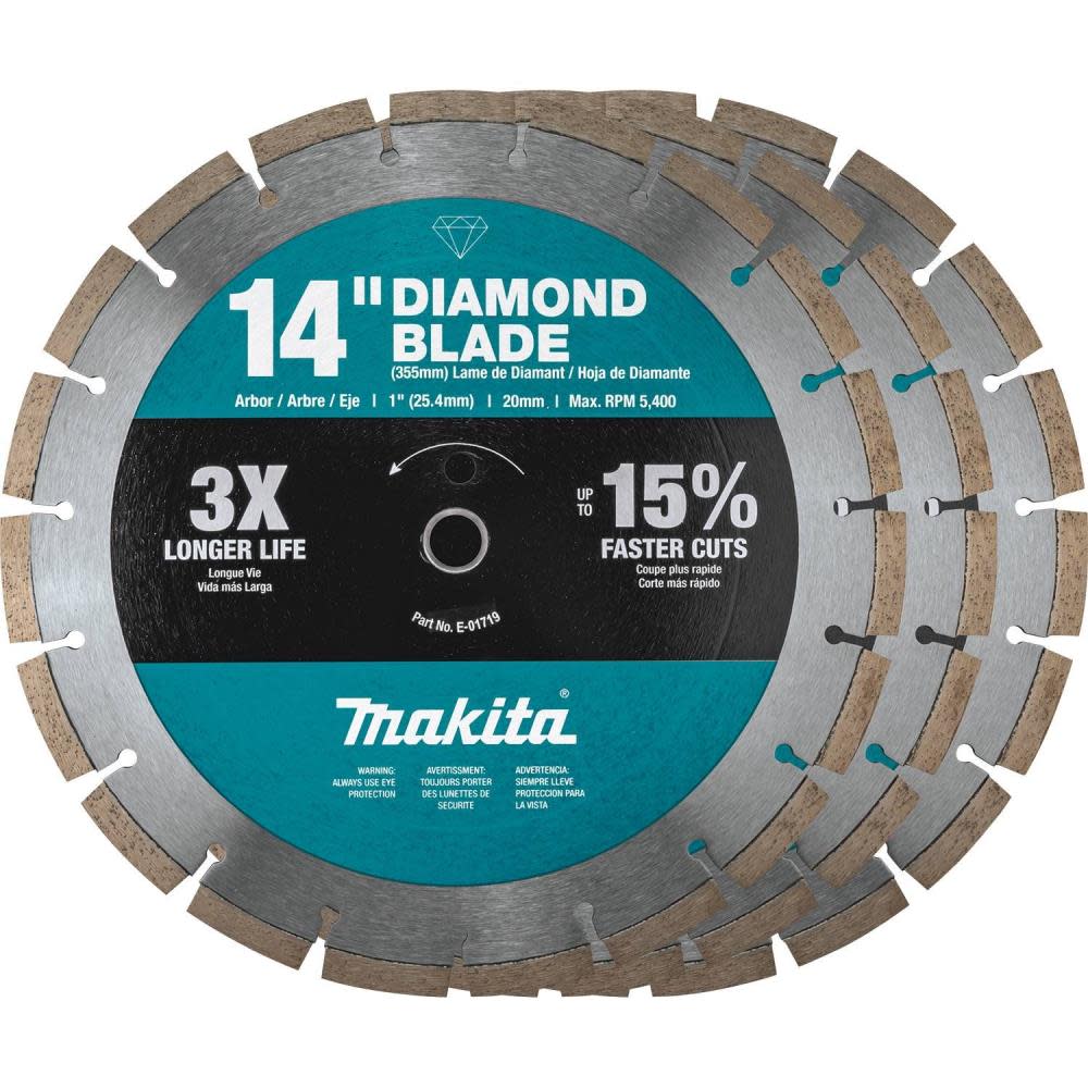 Makita 14″ Diamond Blade Segmented General Purpose Contractor 3/pk - Ascmtools