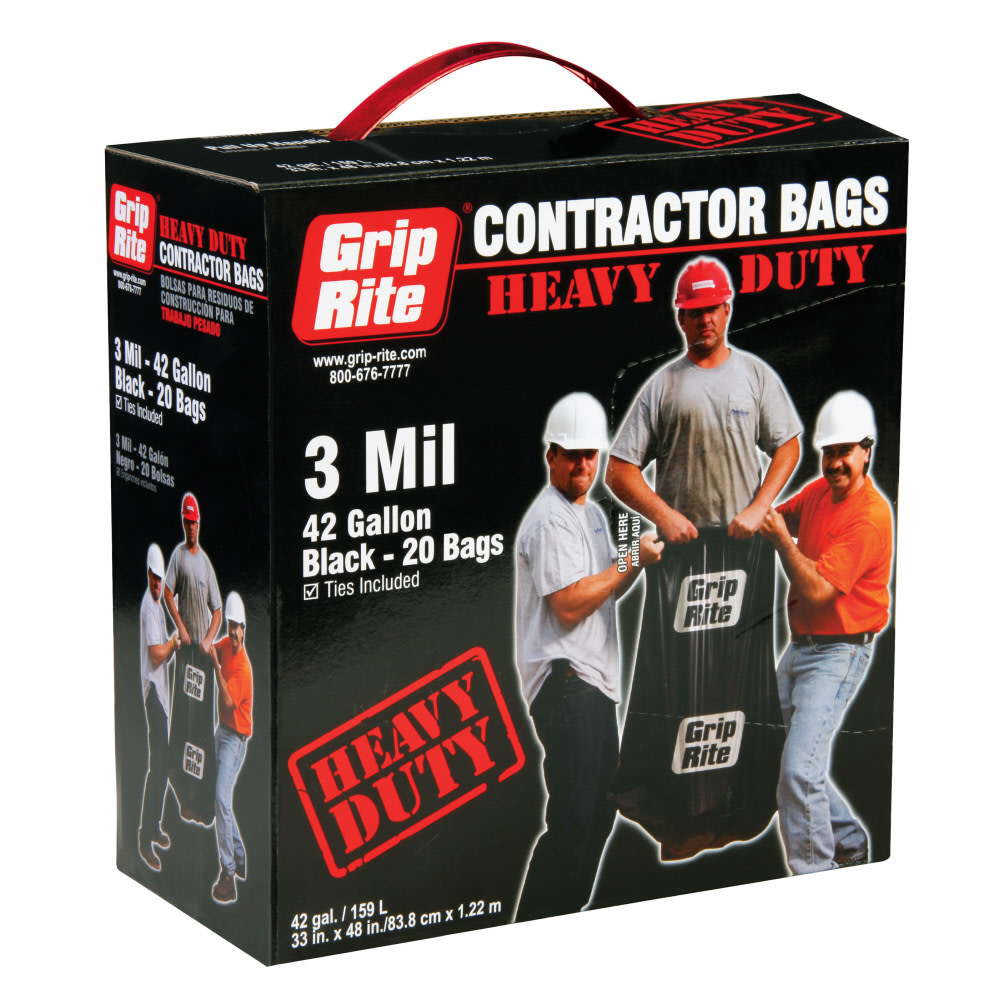 Grip Rite HD 3mil 42gal Contractor Garbage Bag - Ascmtools