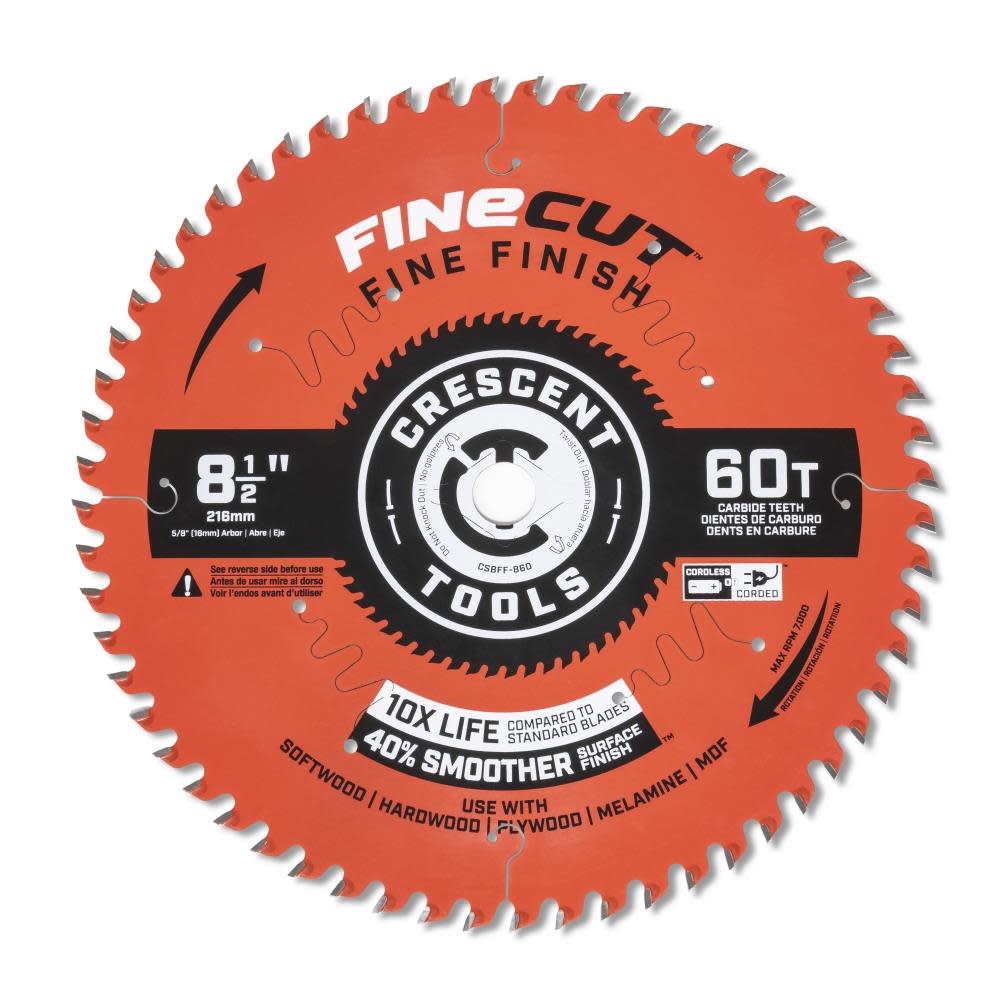 Crescent Circular Saw Blade 8 1/2″ x 60 Tooth Fine Cut Fine Finishing - Ascmtools