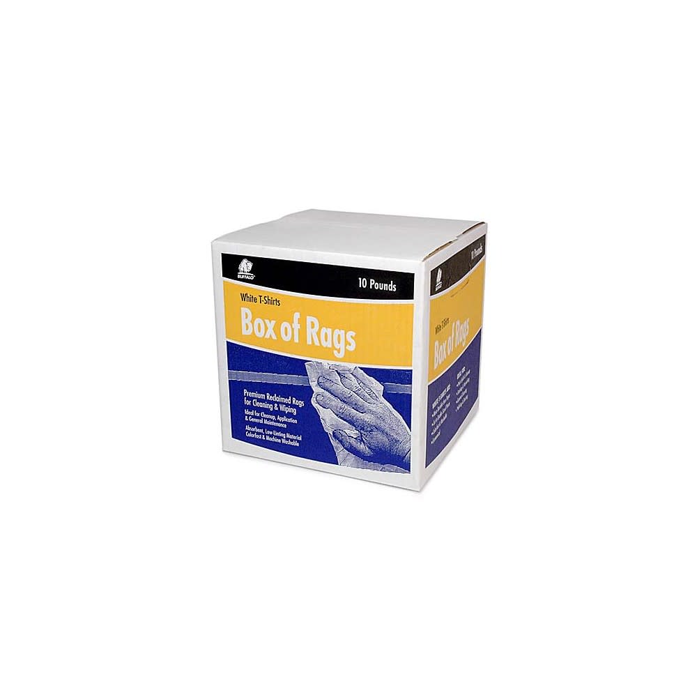 Buffalo Industries Recycled White T Shirt Cloth Rag 10 Lb Box - Ascmtools