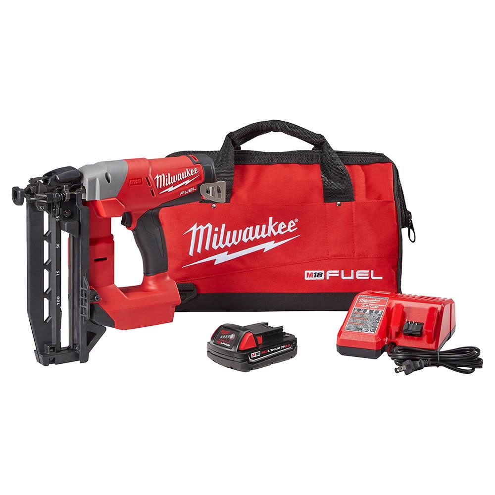 Milwaukee M18 FUEL 16 Gauge Straight Finish Nailer Kit - Ascmtools