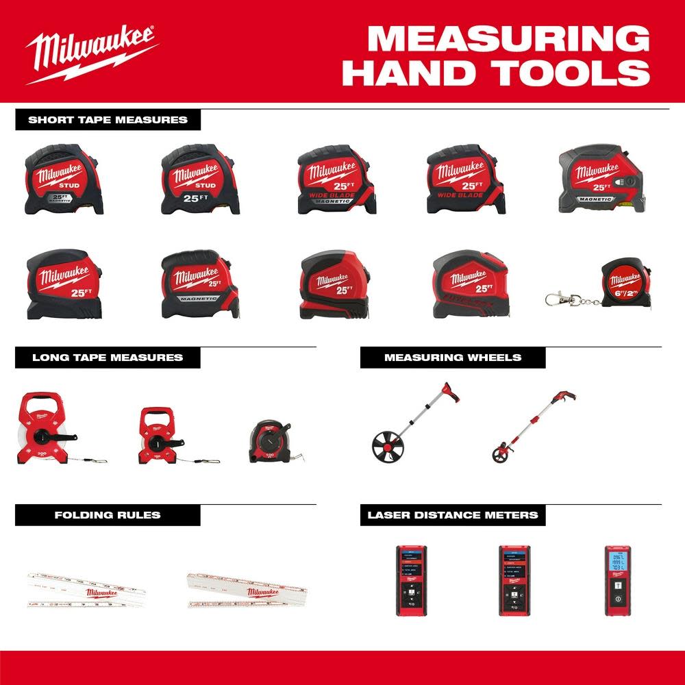 Milwaukee 25ft Wide Blade Magnetic Tape Measure with 100L Light - Ascmtools