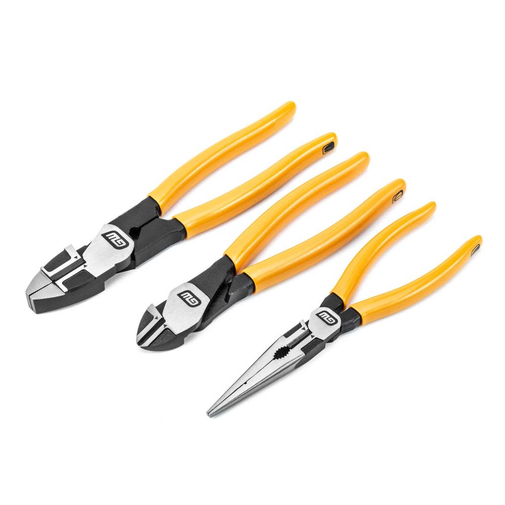 GEARWRENCH Pitbull Electricians Plier Set Dipped Handle 3pc - Ascmtools
