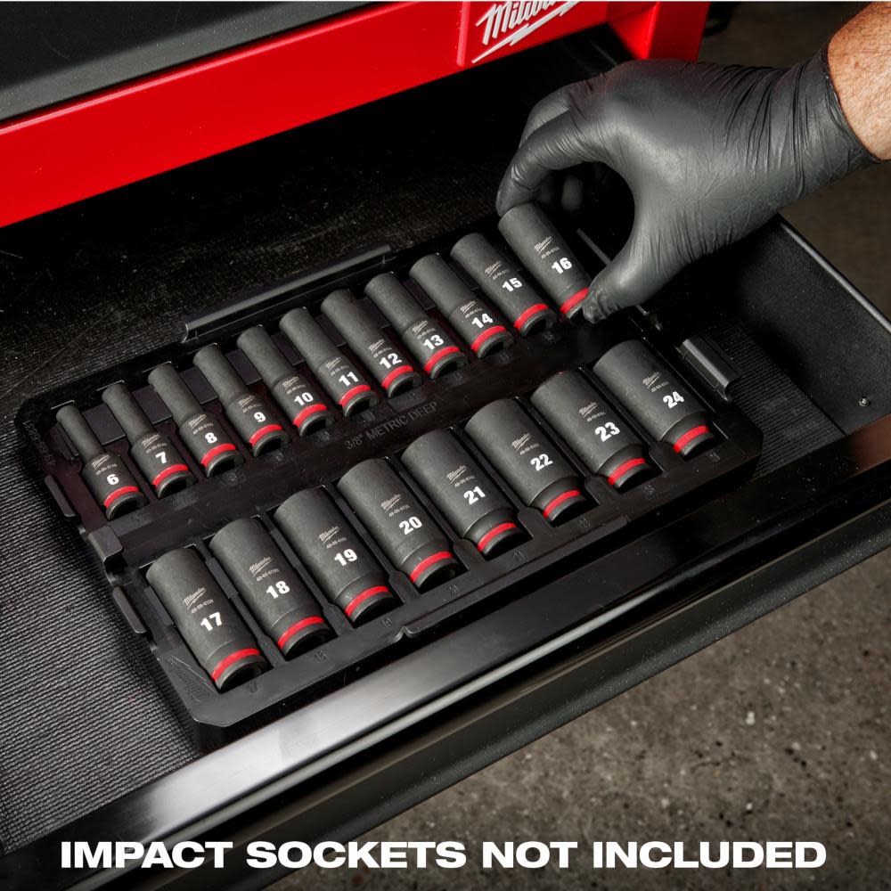 Milwaukee SHOCKWAVE Impact Duty Socket 3/8 Dr 19pc Tray Only - Ascmtools