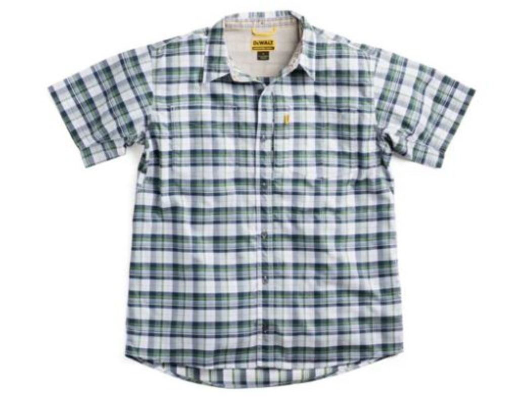DEWALT Austin Plaid Prostretch Work Shirt Navy/Green Large - Ascmtools