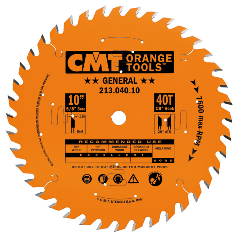 CMT 10 In x 40 x 5/8 In Industrial General Purpose Blades - Ascmtools