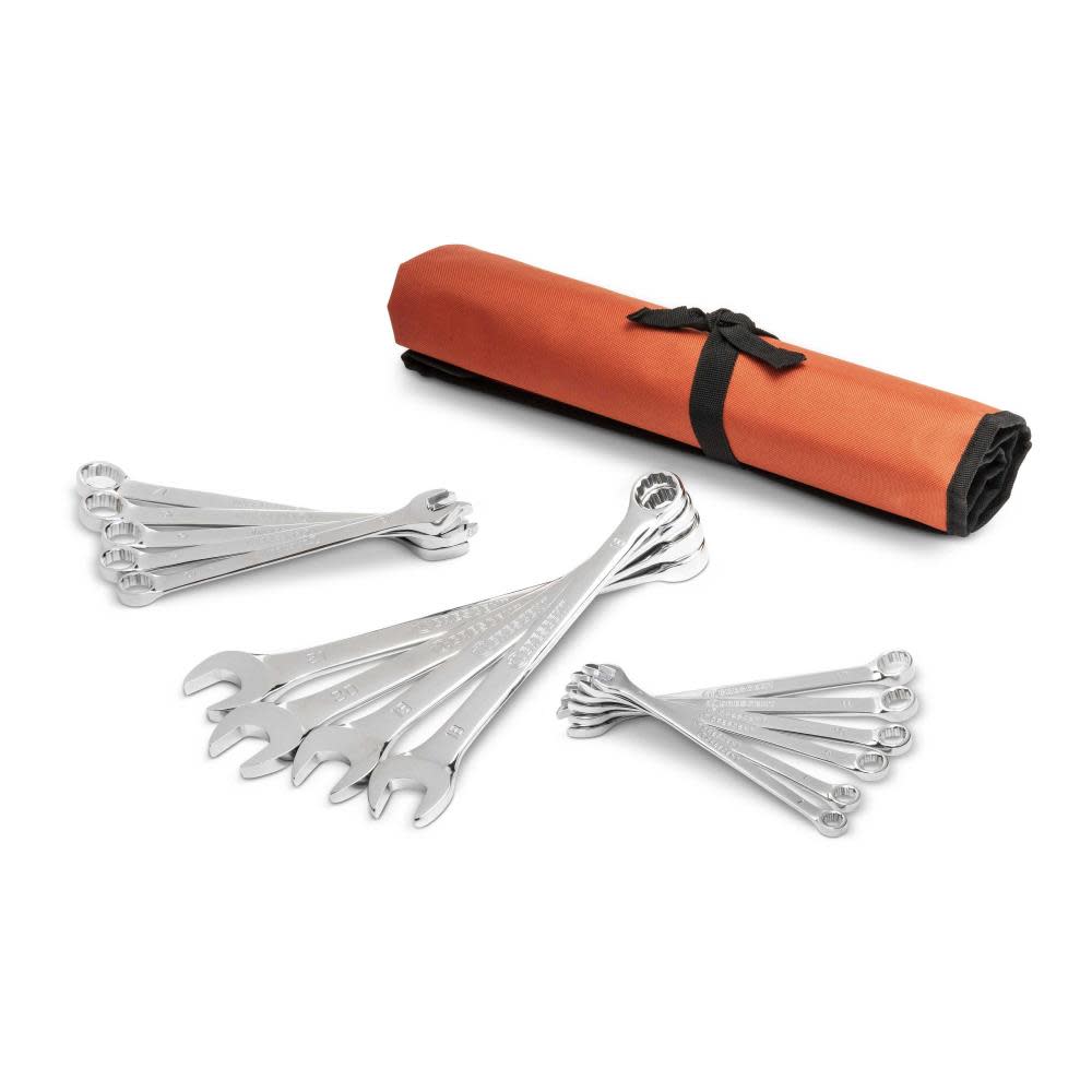 Crescent Metric Combination Wrench Set with Tool Roll 12 Point 15pc - Ascmtools