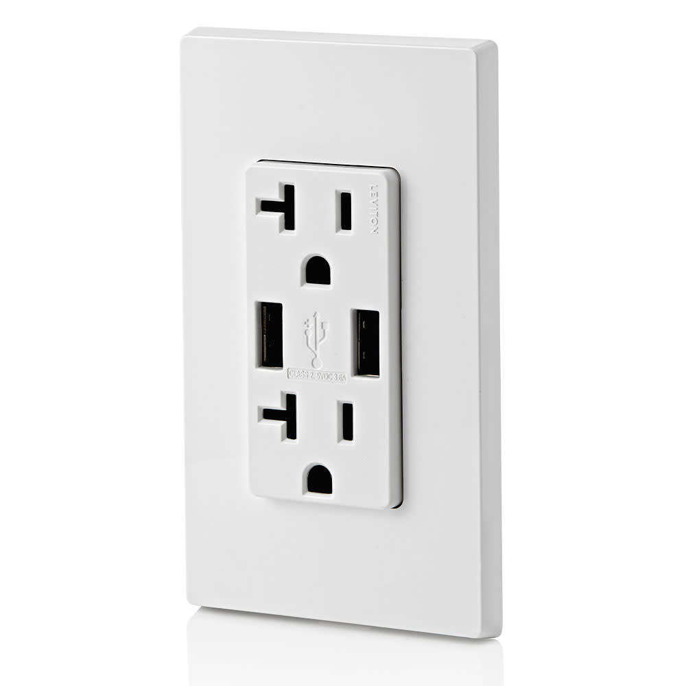 Leviton Combination Duplex Receptacle/Outlet 20A 125V White - Ascmtools