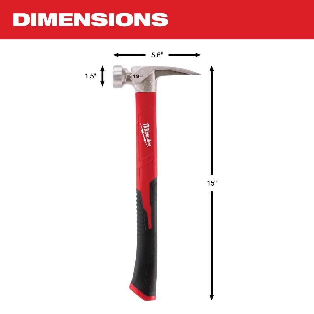 Milwaukee 19 oz Smooth Face Poly/Fiberglass Handle Hammer - Ascmtools