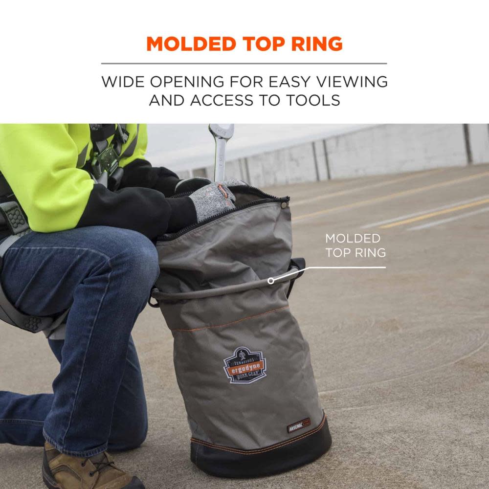 Ergodyne 5973 L Gray Hoist Bucket with D Rings - Ascmtools