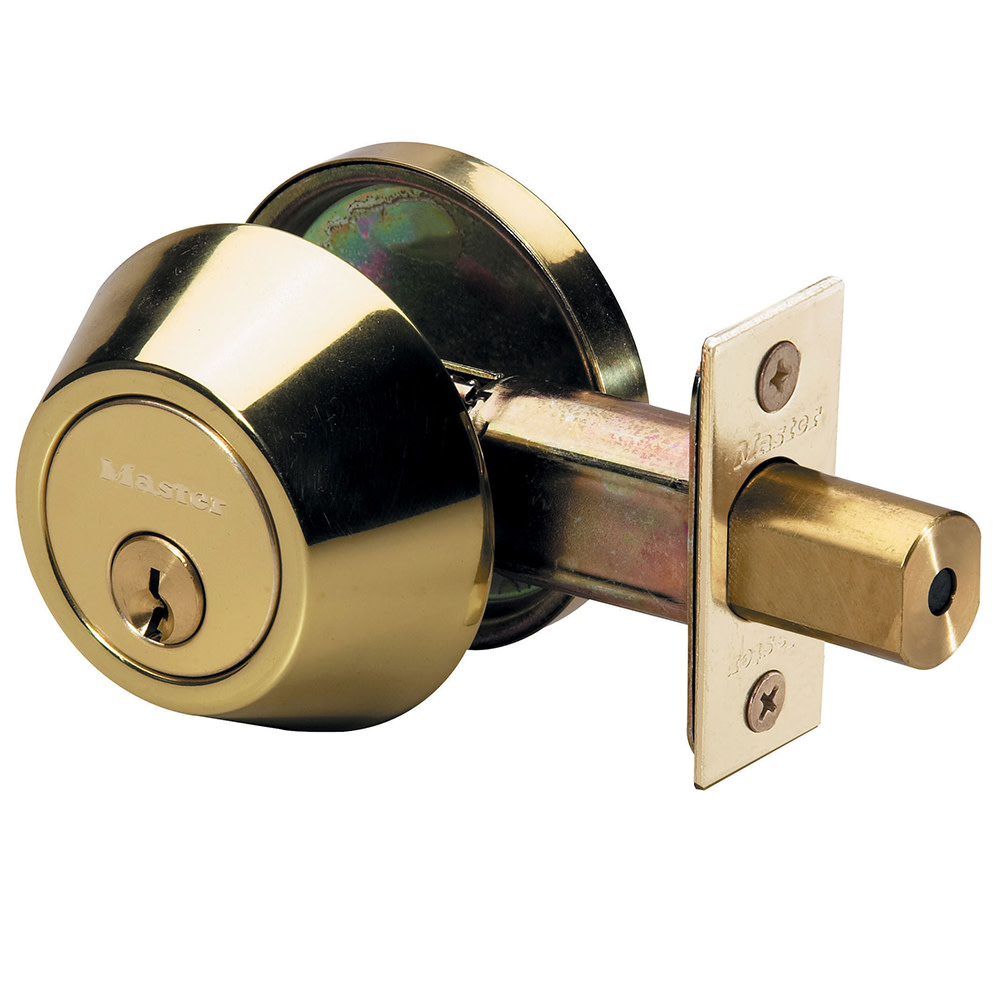 Master Lock Polished Brass Finished Single Cylinder Door Deadbolt - Ascmtools