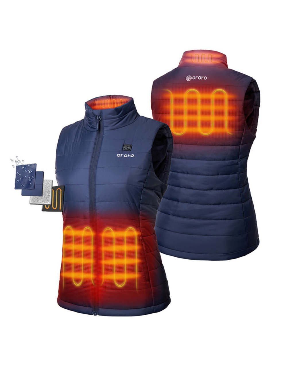ORORO Womens Navy Blue Classic Heated Vest Kit Large - Ascmtools