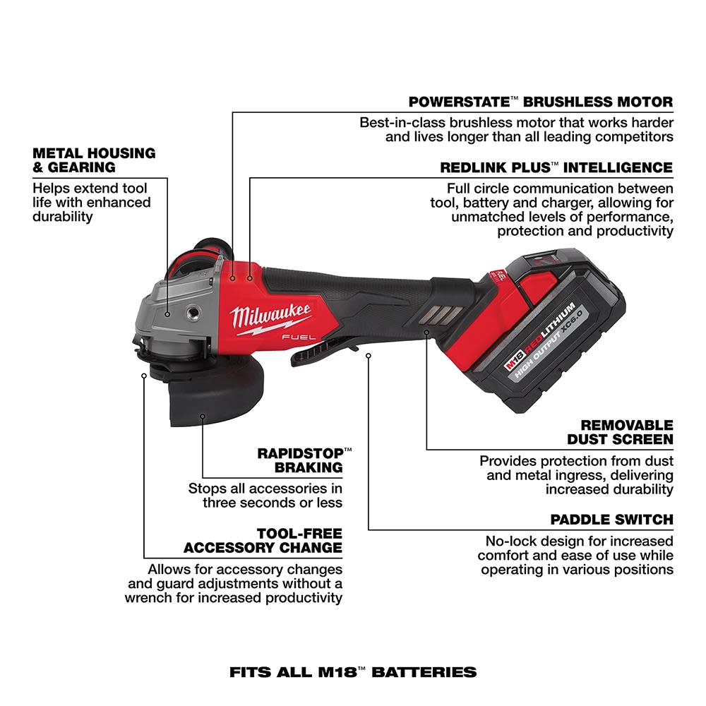 Milwaukee M18 FUEL 4-1/2″ / 5″ Grinder Paddle Switch No-Lock Kit - Ascmtools