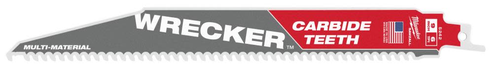 Milwaukee 9″ 6 TPI THE WRECKER with Carbide Teeth SAWZALL Blade 1PK - Ascmtools