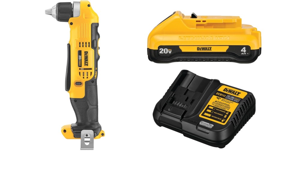 DEWALT 20V MAX 3/8″ Right Angle Drill/Driver with Starter Kit Bundle - Ascmtools