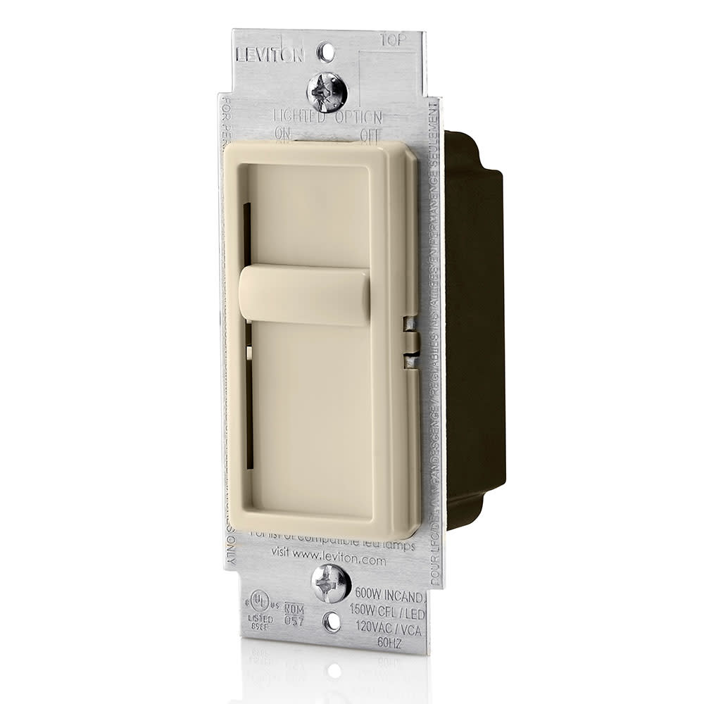 Leviton Incandescent/Halogen Slide Dimmer Switch Light Almond - Ascmtools