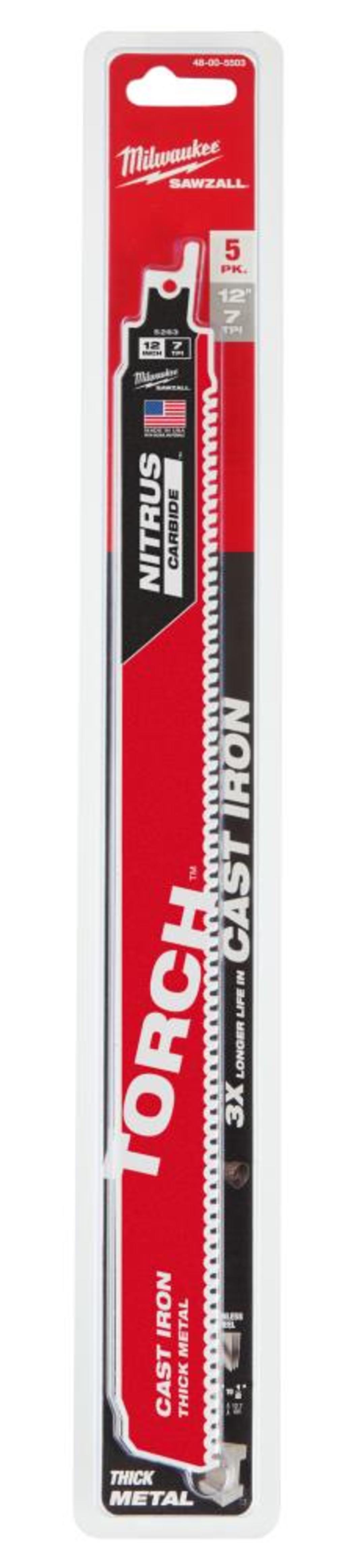 Milwaukee 12″ 7TPI The TORCH for CAST IRON with NITRUS CARBIDE 5PK - Ascmtools