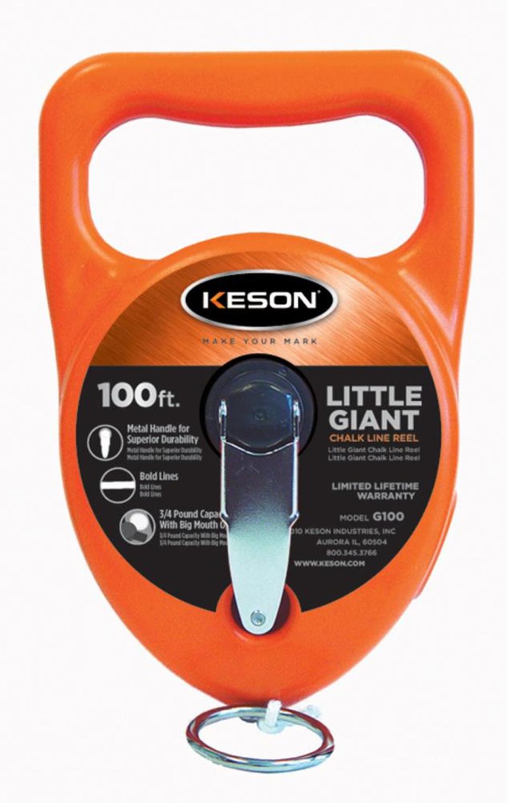 Keson 100 ft Giant Chalk Line Reel with 12 ounce Capacity - Ascmtools