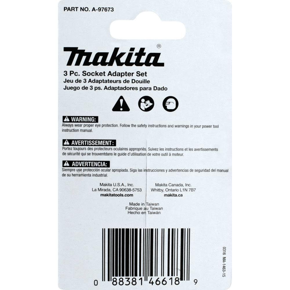 Makita Impact X 3 Pc. 2 Socket Adapter Set - Ascmtools